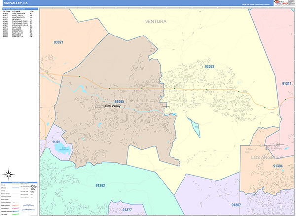 Simi Valley Map Color Cast Style